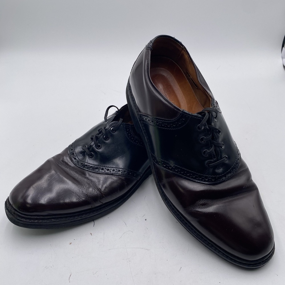 Allen Edmonds Shelton Men's Leather Saddle‎ Oxford Sz 10.5 C Black/Burgundy WEAR